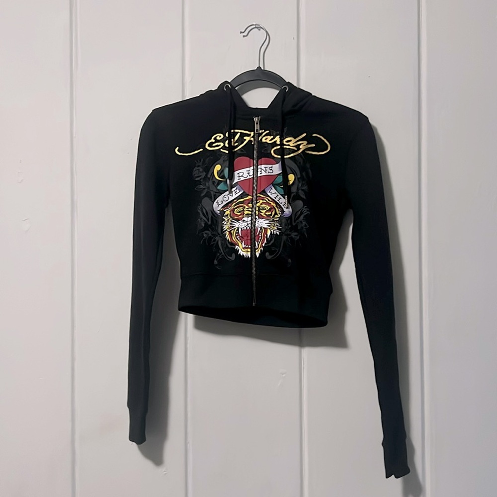 Ed Hardly Women’s Tiger Crop Full Zip Hoodie